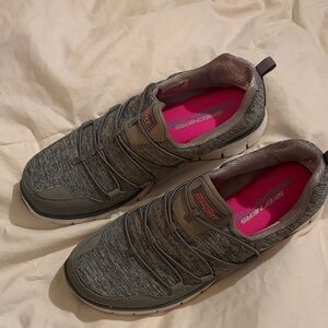 Skechers Women's Gray and Pink Sneakers